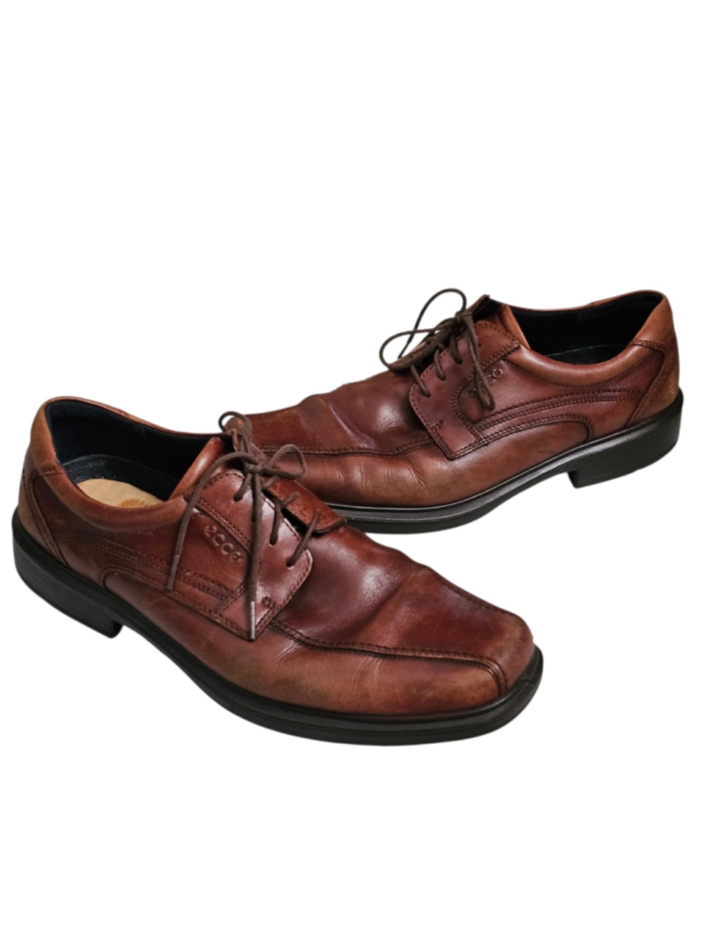ECCO Men’s Brown Leather Lace Up Derby Oxford Shoes EU 46 US 12